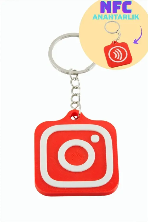 InstagramLogolu 3D Baskılı NFC Anahtarlık