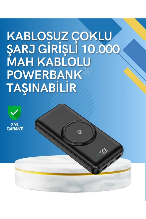 İphone Ve Android Uyumlu 10000mah Powerbank – Hem Kablolu Hem Kablosuz