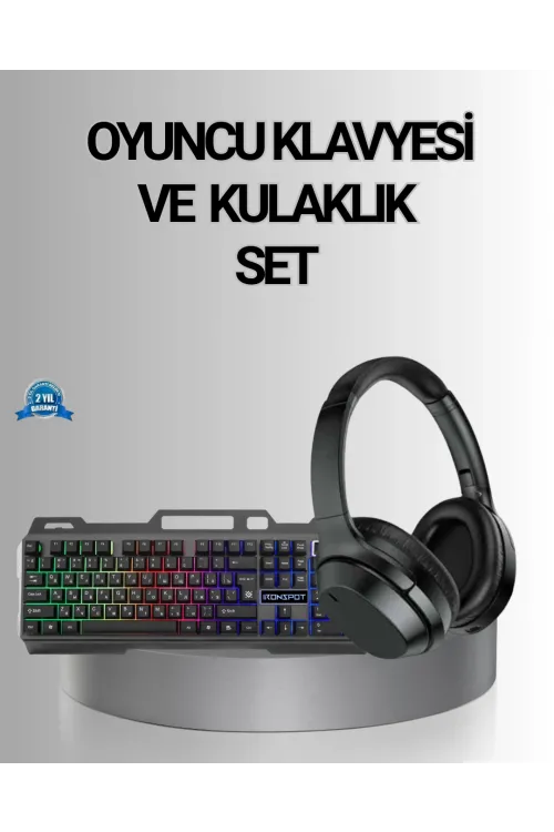 Işıklı Oyuncu Klavye Mouse Ve Bluetooth Kulaklık Seti Türkçe Q Usb