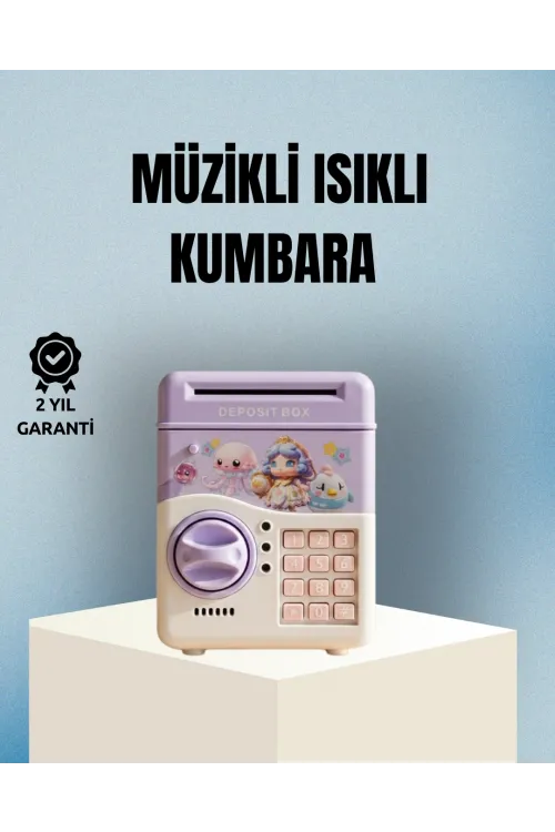 Işıklı Sesli Şifreli Otomatik Para Çeken Kumbara Mor