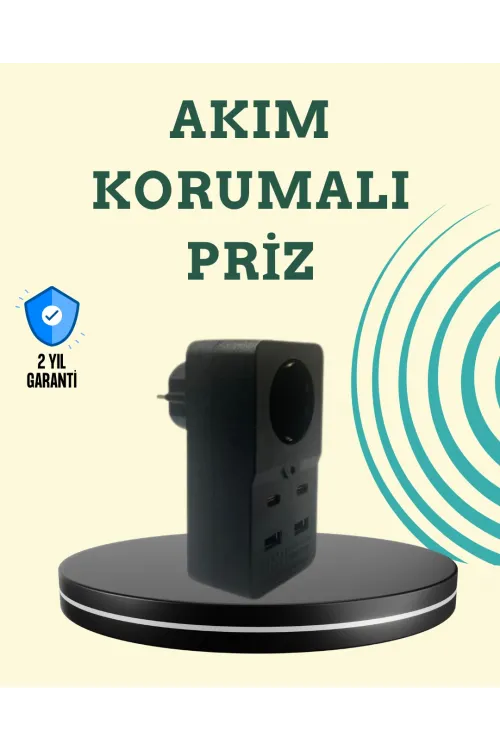 Isıya Dayanıklı Pc Gövdeli Akım Korumalı Priz 4 Usb