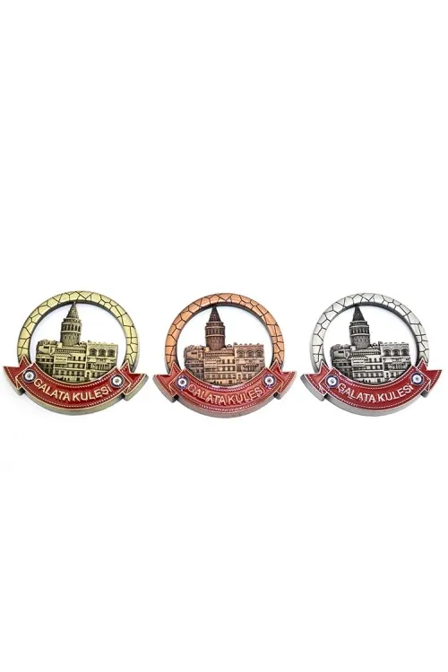 İstanbul Temalı Metal Magnet Galata Kulesi Yuvarlak Tasarım