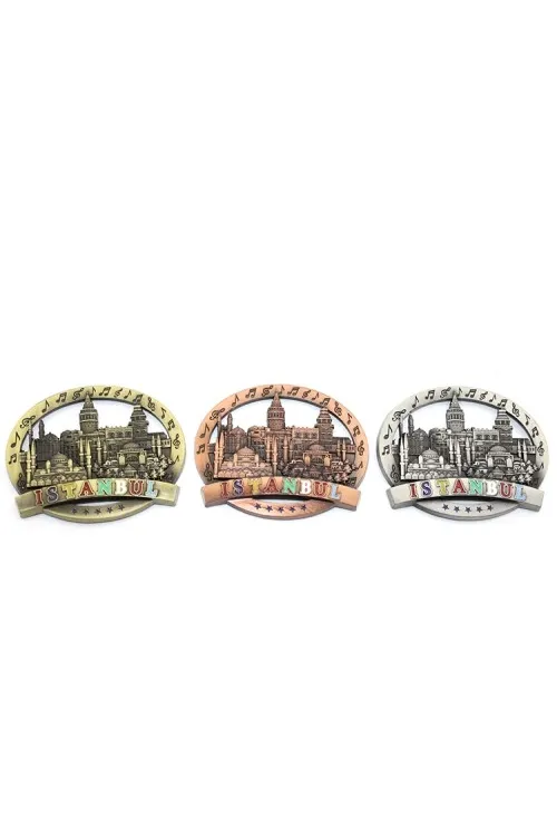 İstanbul Temalı Metal Magnet Yuvarlak Tasarım