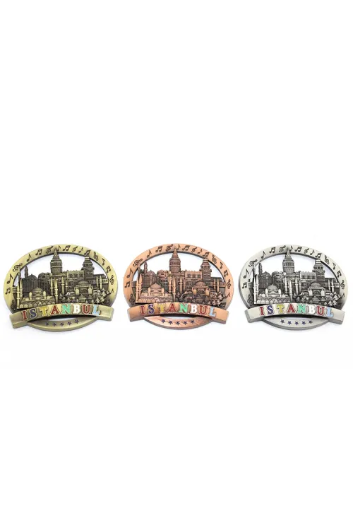 İstanbul Temalı Metal Magnet Yuvarlak Tasarım