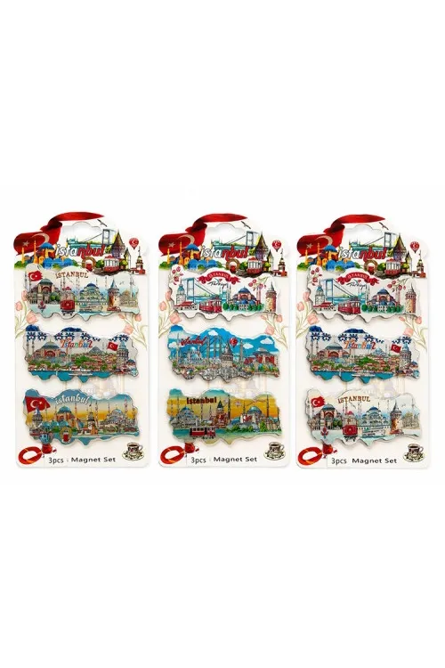 İstanbul Temalı Silikon Buzdolapı Süsü Magnet 3Lü Set