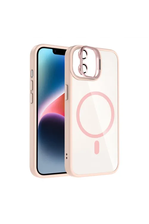 Joko Apple İphone 11 Remim Lensli Magsafe Standlı Kapak - Pembe
