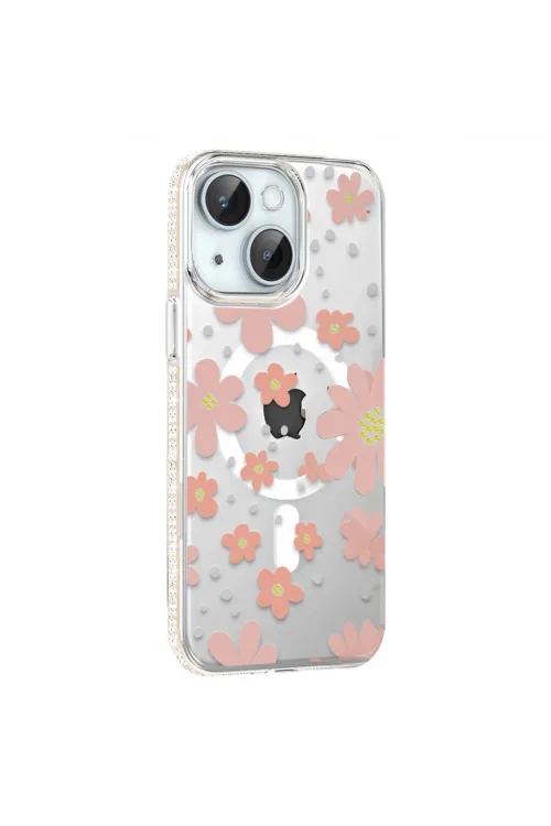 Joko Apple İphone 14 Floral Magsafe Kapak - Pembe
