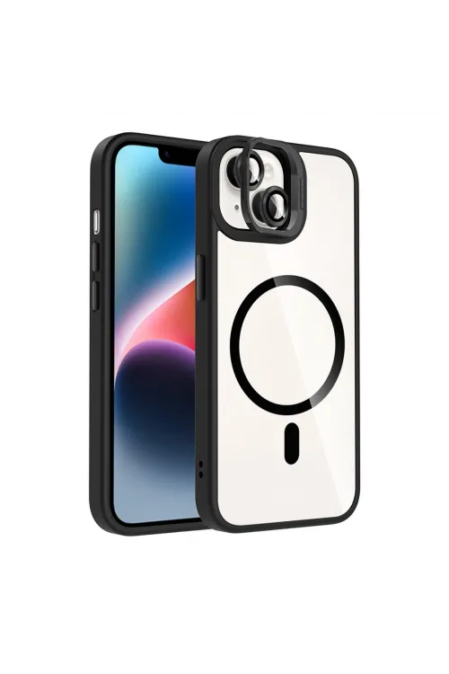 Joko Apple İphone 15 Plus Remim Lensli Magsafe Standlı Kapak - Siyah