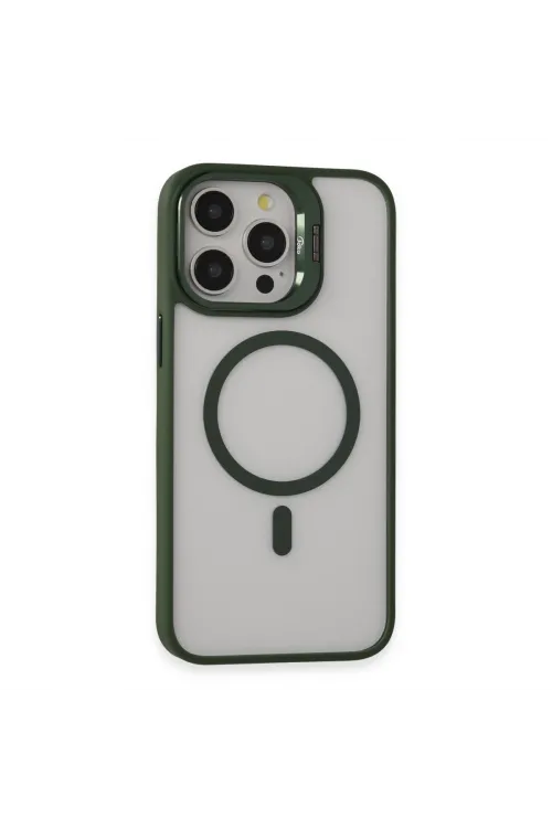 Joko Apple İphone 15 Pro Max Kılıf Roblox Lens Magsafe Standlı Kapak - Koyu Yeşil