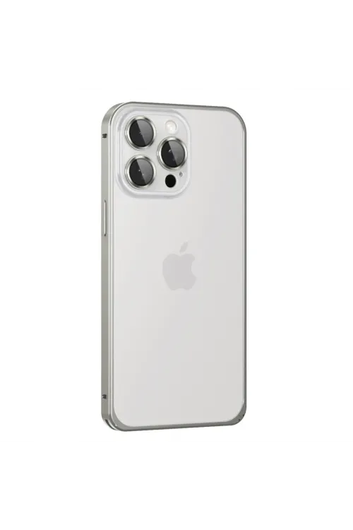 Joko Apple İphone 15 Pro Max Metal Bumper Mat Kapak - Gri