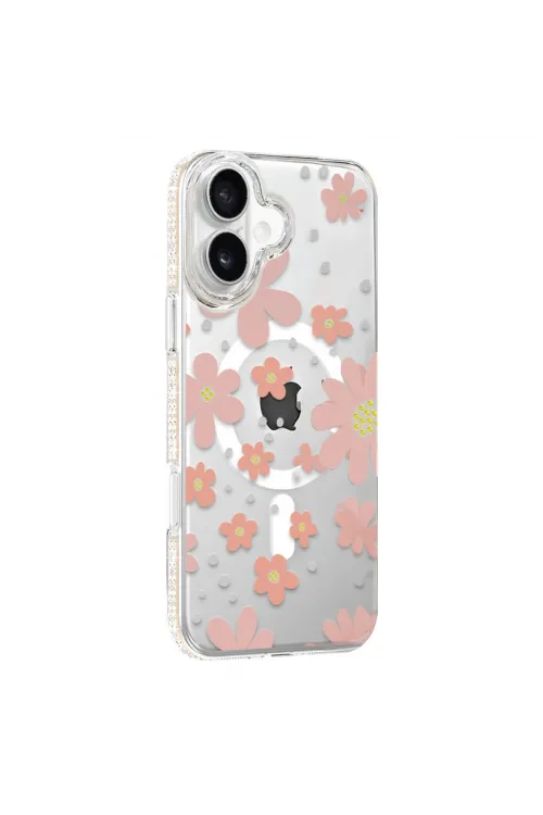 Joko Apple İphone 16 Floral Magsafe Kapak - Pembe