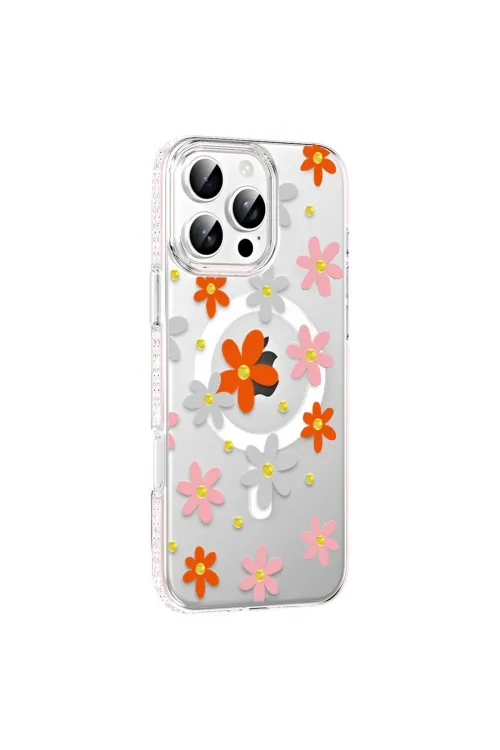 Joko Apple İphone 16 Pro Max Floral Magsafe Kapak - Turuncu