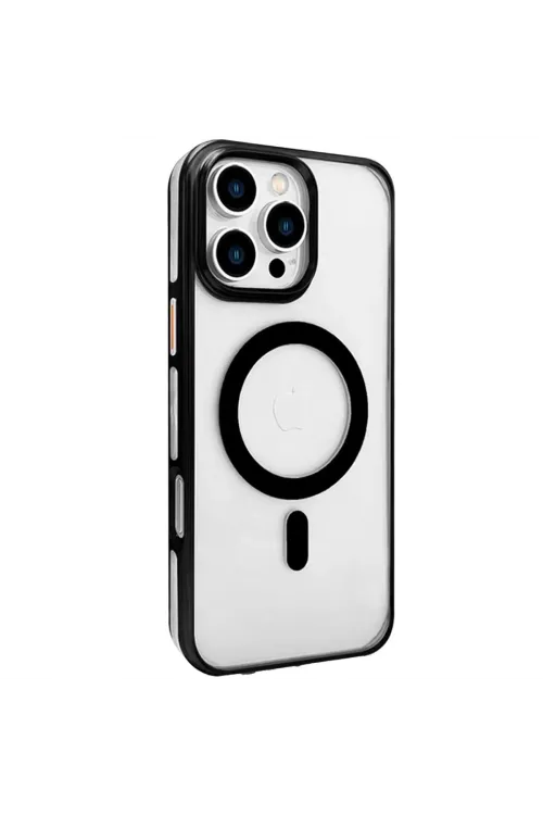 Joko Apple İphone 16 Pro Max Gleam Pc Sert Magsafe Kılıf - Şeffaf-siyah