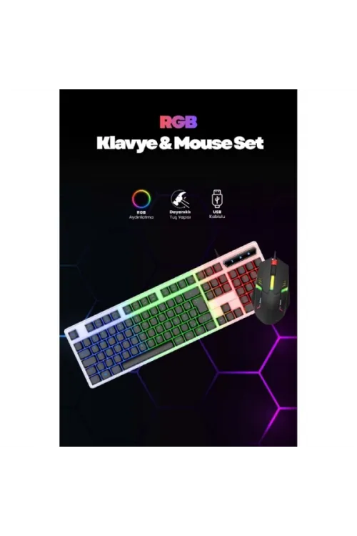 Kablolu Işıklı Gaming Standart Türkçe Q Klavye Ve Mouse Seti