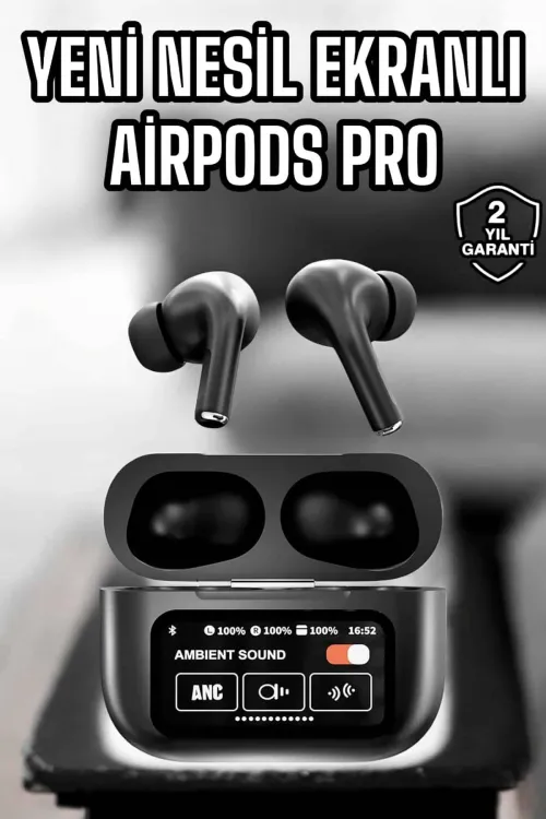 Kablosuz Bluetooth Kulaklık Ekranlı Uzun Şarj Süreli Anc Destekli