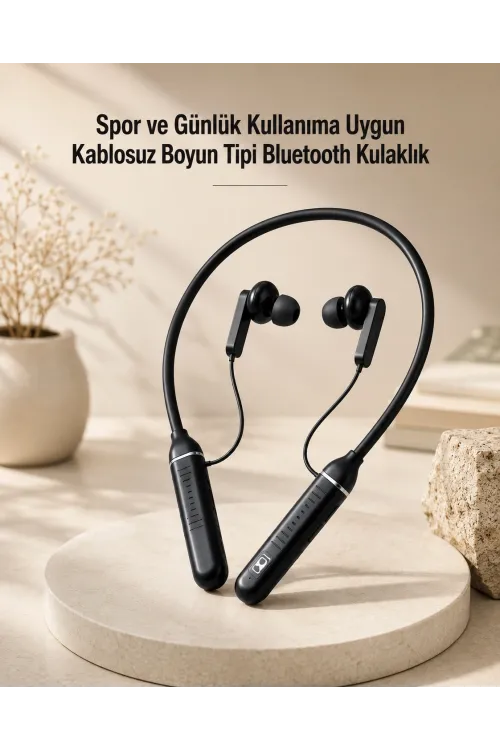 Kablosuz Boyun Tipi Bluetooth Kulaklık Mikrofonlu Spor Ve Günlük Kullanıma Uygun