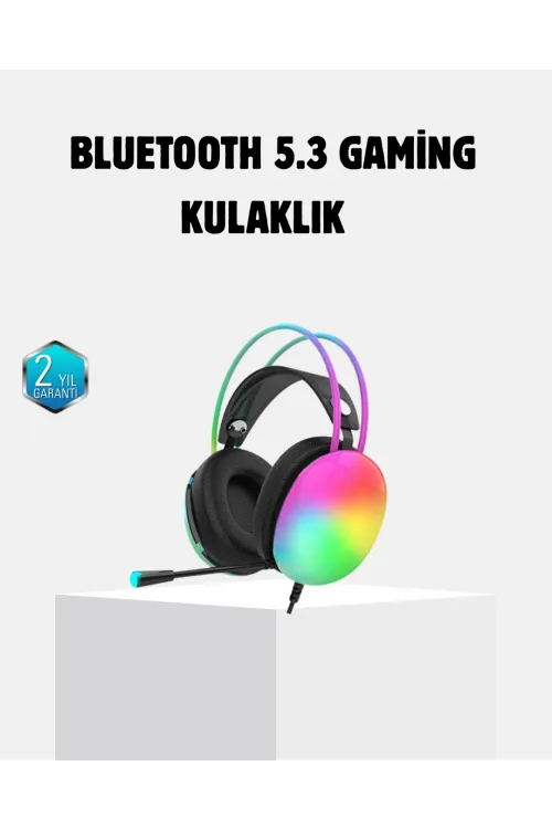 Kablosuz Gaming Kulaklık Rgb Aydınlatmalı Bluetooth 5.3 Uzun Pil Ömürlü