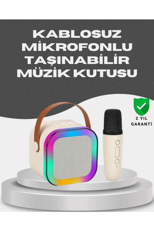 Kablosuz Karaoke Mikrofon Hoparlör Seti Güçlü Ses Çıkışı