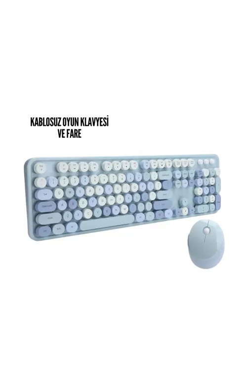 Kablosuz Klavye Mouse Seti mavi