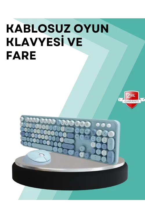 Kablosuz Klavye Ve Mouse Seti – Sessiz Tuş, Retro Tasarım