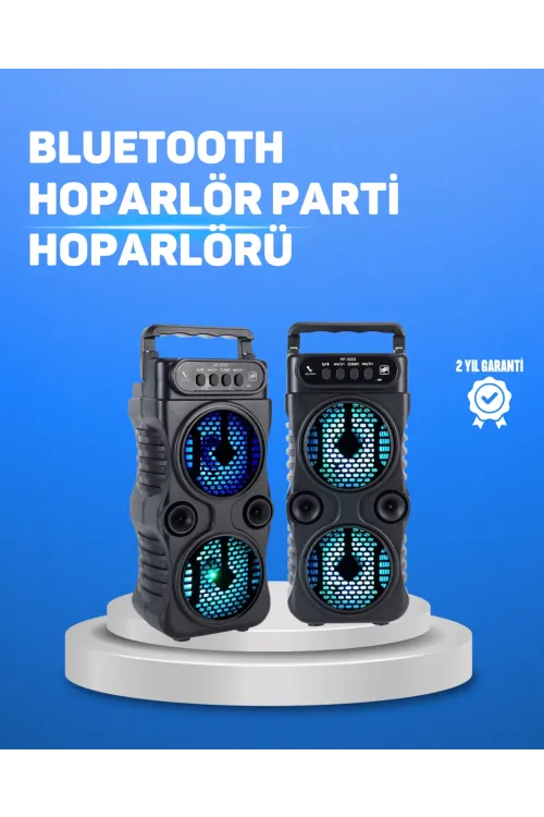 Kablosuz Led Işıklı Bluetooth Hoparlör – Fm Radyolu, Mikrofon Girişli
