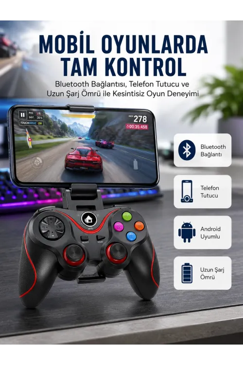 Kablosuz Oyun Kolu Bluetooth Joystick Gamepad Android Uyumlu