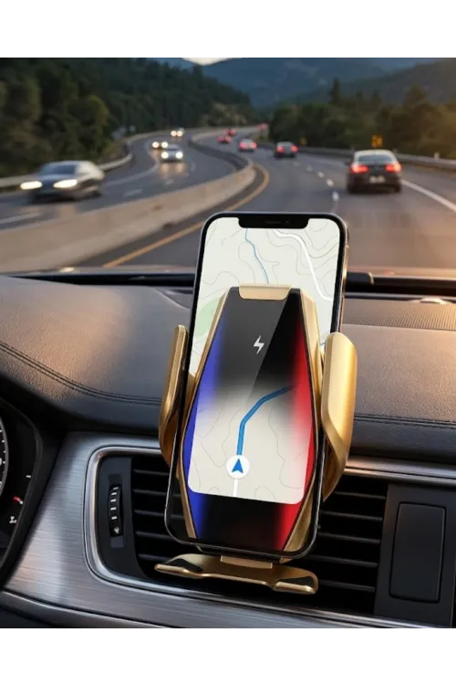 Kablosuz Şarjlı Araç Telefon Tutucu Sensörlü Otomatik Kilit 360 Derece Döner