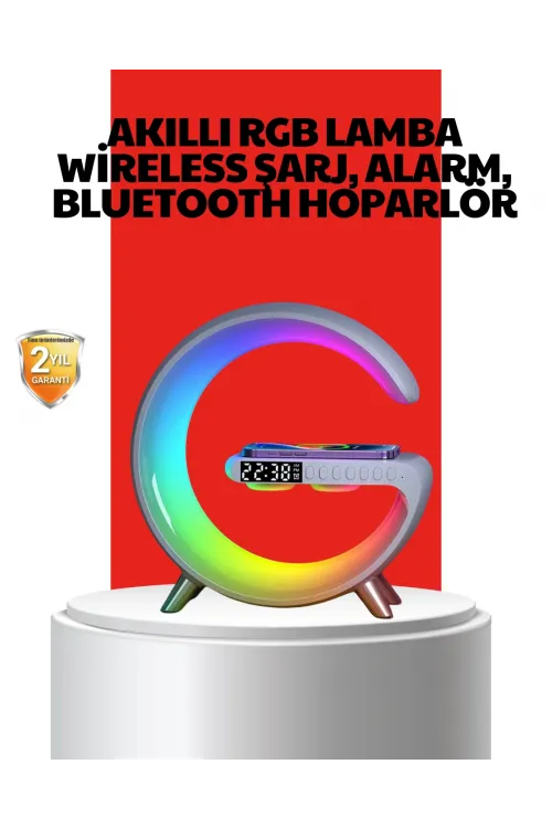 Kablosuz Şarjlı Atmosfer Lambası Bluetooth Hoparlör Ve Akıllı Alarm Özellikli