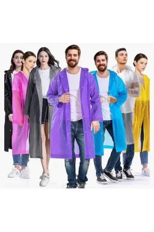 Kadın Erkek Yağmurluk Kapüşonlu Çıtçıtlı Eva Raincoat