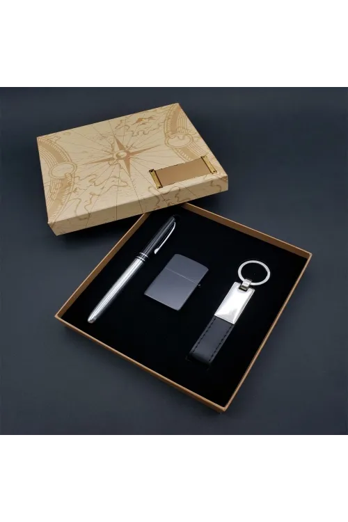 Kalem Çakmak Anahtarlık Silver Set
