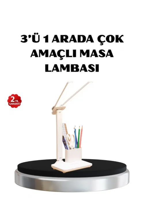 Kalemlik Ve Telefon Standlı Masa Lambası – Kısılabilir Led Işık, Göz Dostu Tasarım
