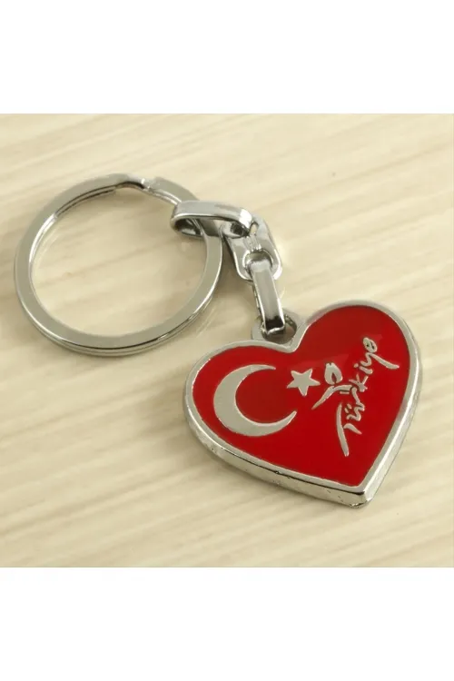 Kalp Ay Yıldız Metal Anahtarlık
