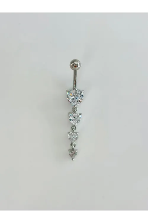 Kalp Detaylı Sallantılı Göbek Piercing - Pg0137
