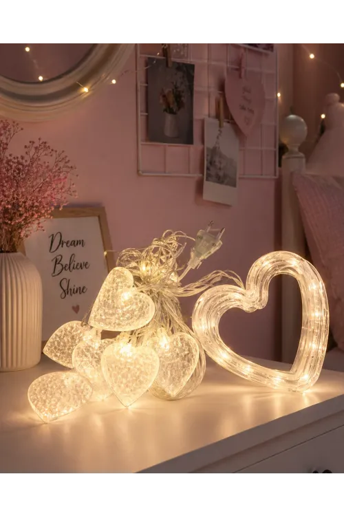 Kalp Figürlü Led Neon Dekor Işığı Romantik Ortam Aydınlatması
