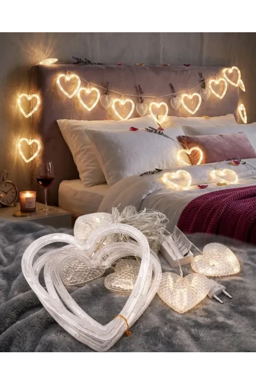 Kalp Şeklinde Led Neon Işık Dekoratif Romantik Oda Ve Duvar Lambası