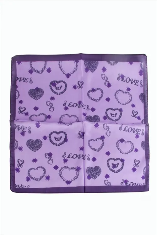 Kalp Yıldız Desenli Zr Şifon Fular 50*50 cm