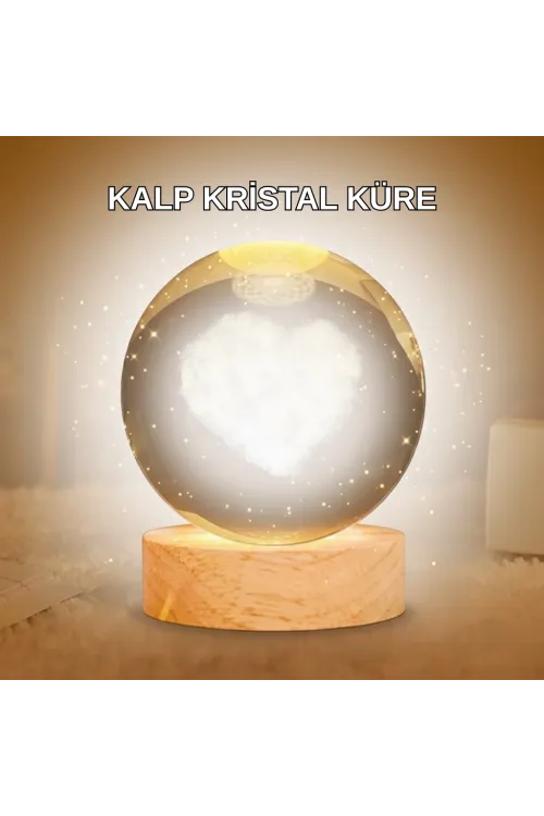 Kalpli Led Işıklı Cam Küre Büyük Boy Kristal Tasarım
