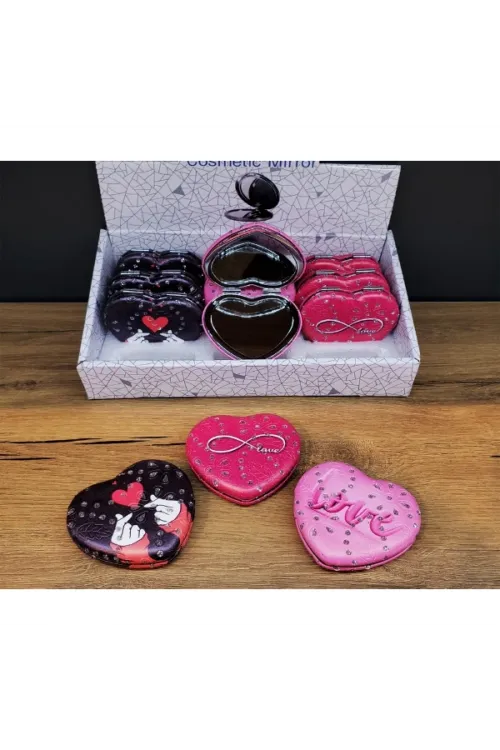 Kalpli Love Tasarımlı Cep Aynası
