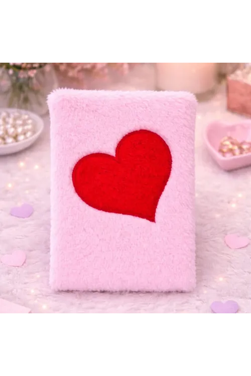 Kalpli Pembe Peluş Defter