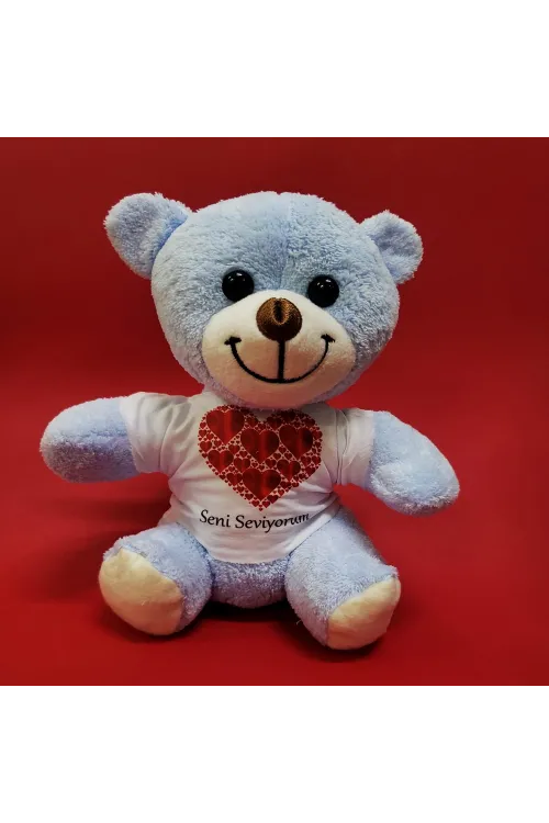 Kalpli Seni Seviyorum Yazılı Tişörtlü Peluş Ayıcık