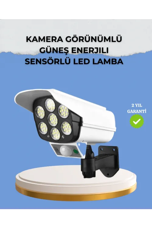 Kamera Görünümlü Solar Led Lamba Hareket Sensörlü Uzaktan Kumandalı Bahçe Duvar Aydınlatması
