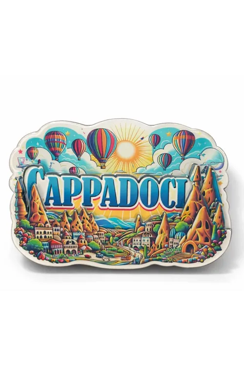 Kapadokya Temalı Ahşap Buzdolabı Magneti (1 Adet) Seçenek 1