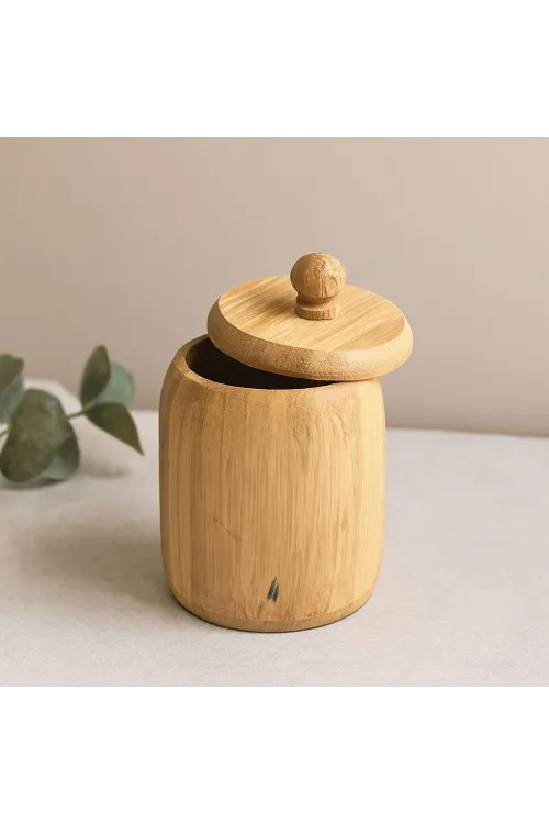 Kapaklı Ahşap Bambu Şekerlik 7.5 x 8.5 cm