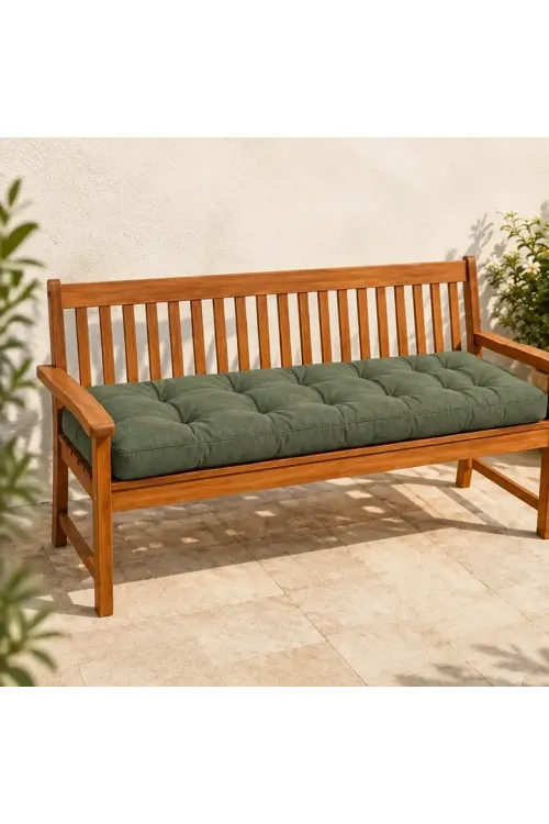 Kapitone Bank Minderi · 100 × 45 × 4 cm · Haki