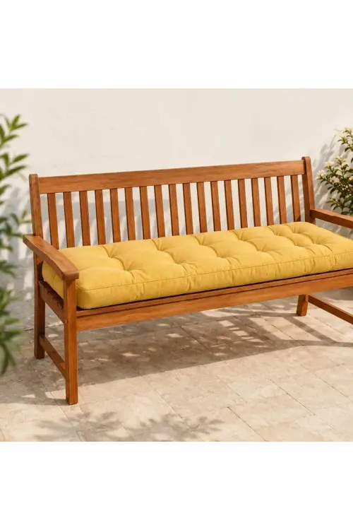 Kapitone Bank Minderi · 100 × 45 × 4 cm · Hardal