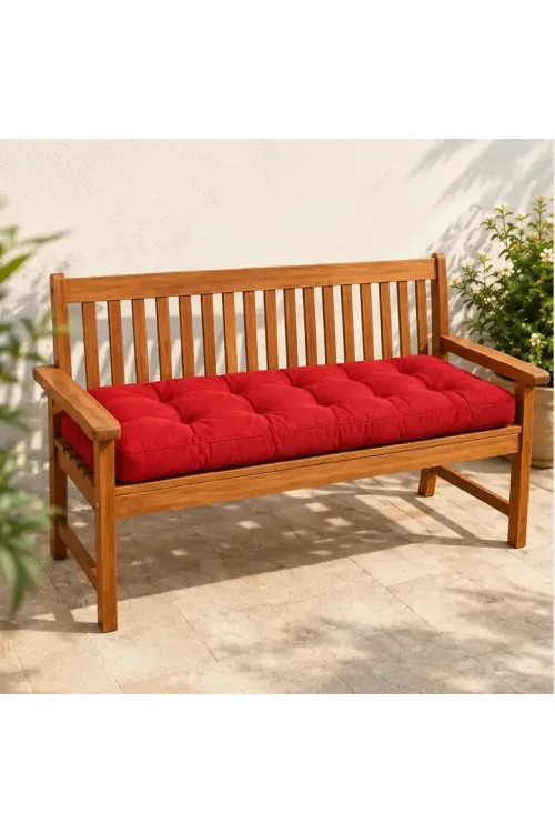 Kapitone Bank Minderi · 100 × 45 × 4 cm · Kırmızı