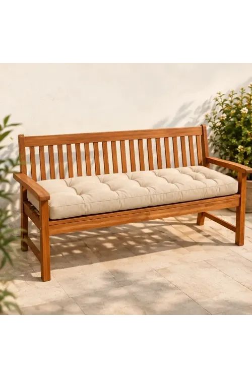 Kapitone Bank Minderi · 100 × 45 × 4 cm · Krem