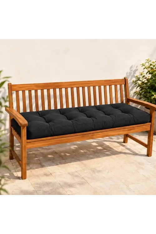 Kapitone Bank Minderi · 100 × 45 × 4 cm · Siyah