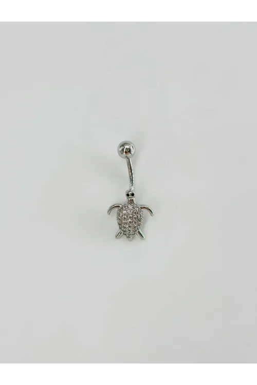 Kaplumbağa Detaylı Göbek Piercing - Pg0098
