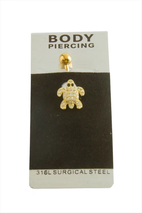 Kaplumbağa Lüks Çelik Göbek Piercing 1 Adet